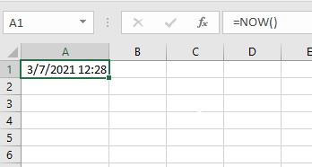 Excel NOW Function Example